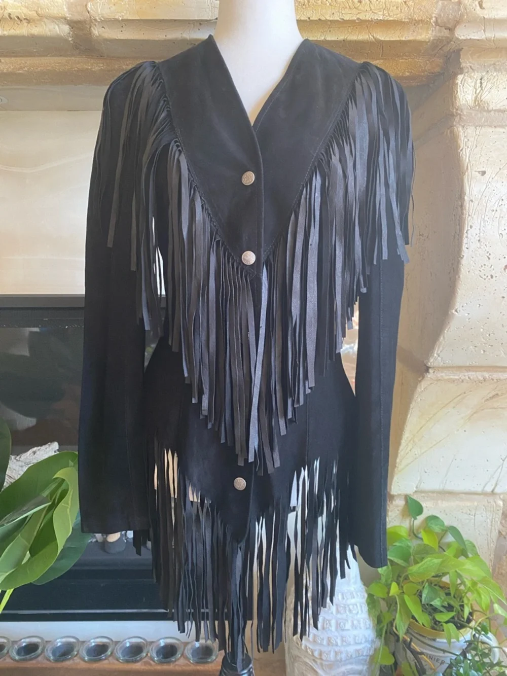 Reformation Fringe Suede Leather Jacket Black Western Boho Women’s S - Picture 3 of 13